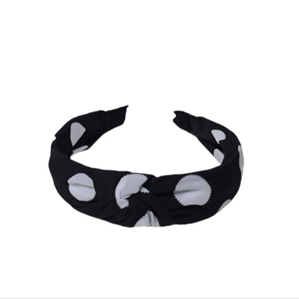 Knot Black White Big Polka Dot Print Headband NEW - Picture 1 of 5